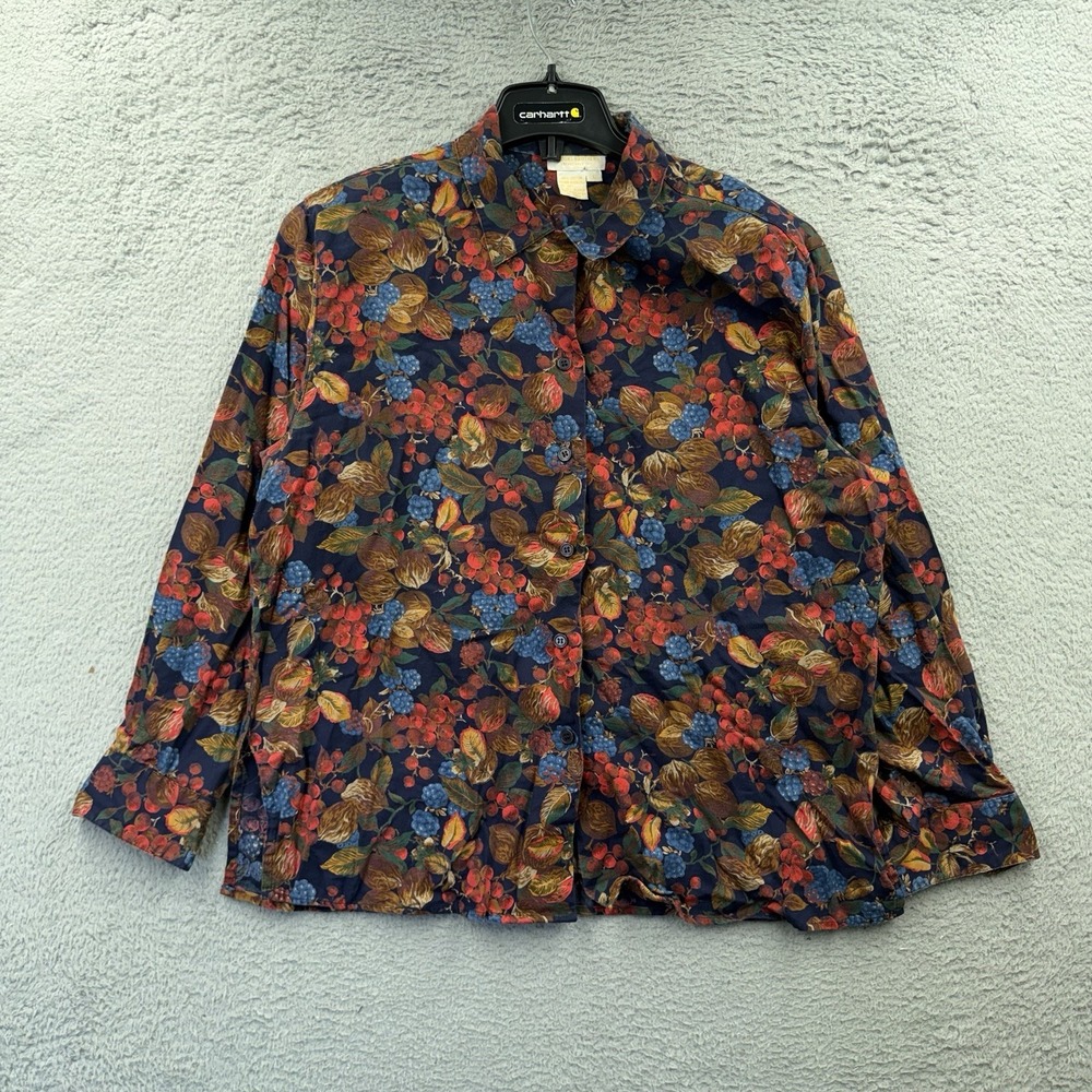 Brooks Brothers Women's Button Down Shirt Classic Fit Large Apple Floral Preppy